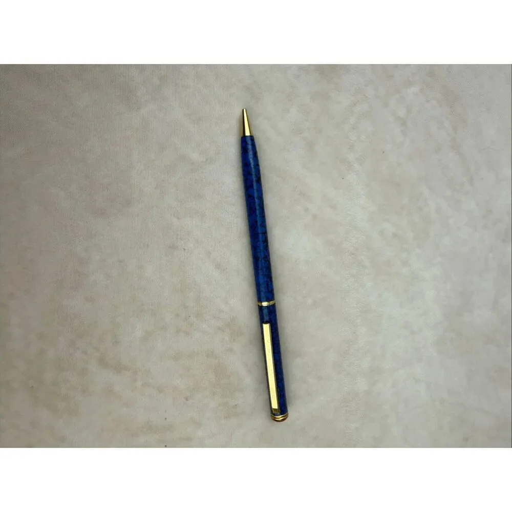 Vintage Metal Mechanical Pencil Blue and Gold Writes